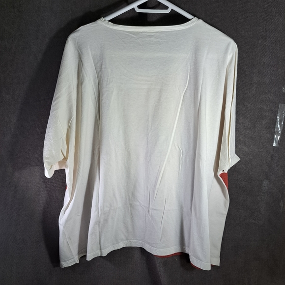 Marina Rinaldi Marina Sport Oversized Cropped White Red Brown Abstract Tee VG XL - Picture 2 of 7